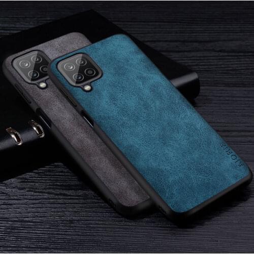 Premium PU Leathe Phone Case for Samsung Galaxy A12 Scratch-Resistant Solid Color Cover for Samsung Galaxy A12 Case