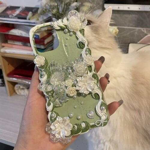 Handmade Angel Case For iPhone 11/12 pro max DIY phone shell 3D butterfly flowers XS MAX XR Creamy Customized Cover 12 mini gift