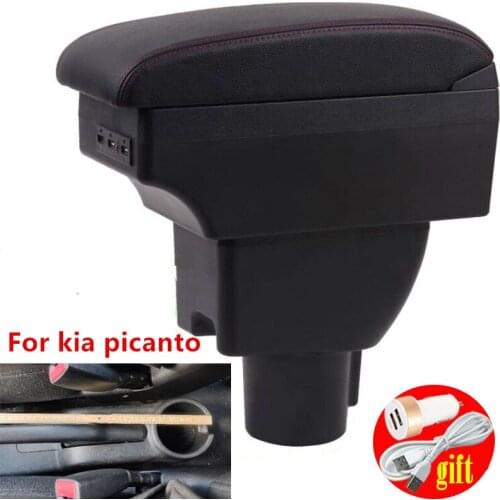 For Kia Picanto Armrest Box For Picanto Center Storage box car accessories Interior with USB LED