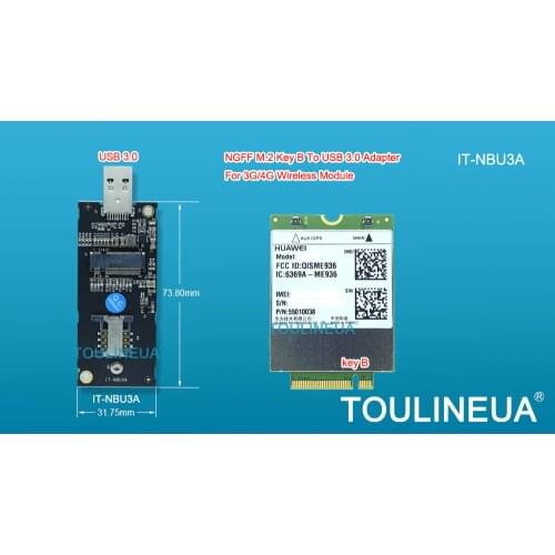 For 3G/4G WWAN Network Card ME906 EM7345 ME936 ME206 EM7305 EM7355 MU736 IT-NBU3A M2 M.2 Key B To USB3.0 Adapter