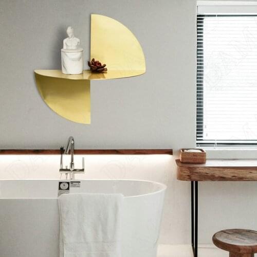 European Brass Storage Rack Punch-free Bathroom Shelves Creativity Geometry Shelf Home Decoration Modern Ornaments Bracket