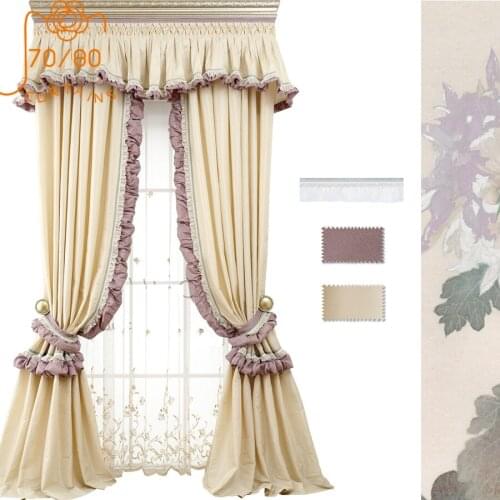 High-end French Curtains, Princess Imitation Silk Luxury Curtains, Blackout Curtains for Living Room Bedroom Curtains Finished