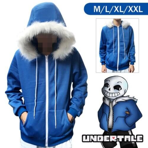 Undertale Sans blue Hoodie cosplay jacket costume Warm Zipper Winner Sweatshirt Halloween Cosplay Coat