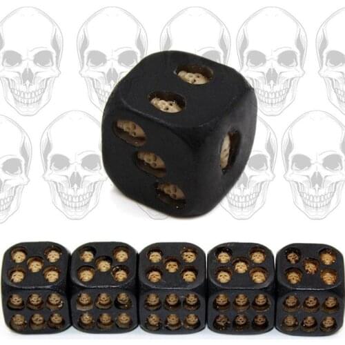 5pcs/set Black Skull Dice Grinning Skull Deluxe Devil Poker Dice Play Game Dice Tower With Death Table Games