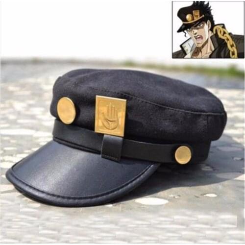 2018 Anime JoJos Bizarre Adventure Jotaro Kujo Joseph Army Military JOJO Cap Hat+Badge Animation around Free shipping