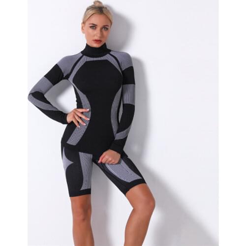 Women Set Seamless Sports Short 2-Piece Gym Women Clothes Sports Long sleeve + Leggings Running Wear Skinny Sports Set