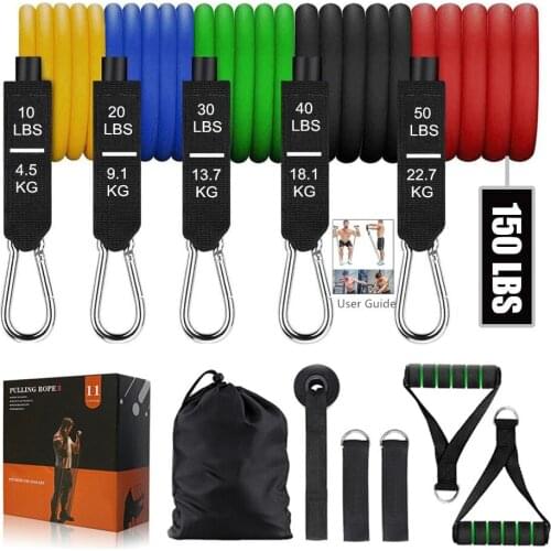 Top 11Pcs/Set Latex Resistance Bands Gym Door Anchor Ankle Straps Gym Equipment Yoga Exercise Fitness Deporte Loop Tube Band