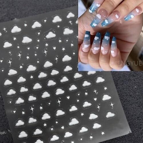 Cloud Nail Art Stickers 3D Decal Self-adhesive Stars Bowknot Stickers for Salon Manicure Nails Decoration