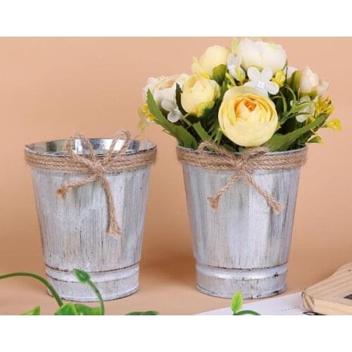 New Flower Pot Gardening Supplies Vintage Metal Iron Keg Flower Pot Garden Decor