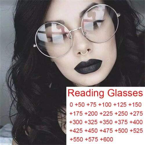 Oversized Round Metal Anti Blue Light Woman Reading Glasses Men Clear Lens Vintage Eyeglasses Presbyopia Large Computer Goggles