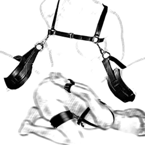 Open Leg Restraint Thigh Sling Spreader Bdsm Slave Hand Behind Bondage Belt Handcuffs Leather Sex Swing Sex Toys For Couple