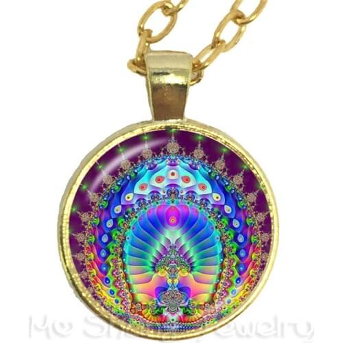 Mandala Pattern Necklace OM Yoga Glass Sweater chain European And American Jewelry Best Gift For Friends