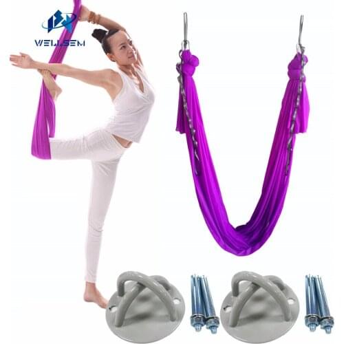 Complete set 5.5yard Aerial Anti-gravity Yoga Hammock Swing yoga bed for Pilates / Shaping / Leisure /Decompression / Slimming