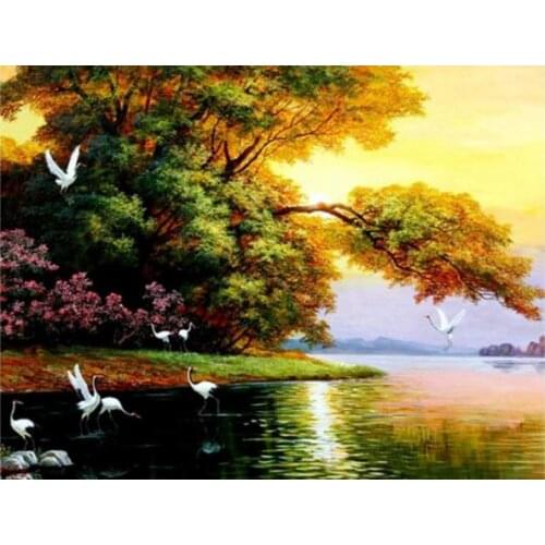 Full Round Diamond Embroidery Landscape Diamond Mosaic Kit Diamond Painting Full Square Picture Rhinestone Sale Home Decoration