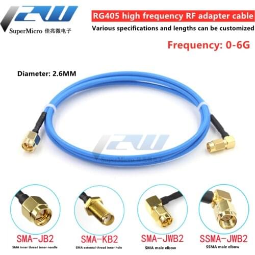 RG405 semi-flexible RF cable, SSMA elbow male to SMA-JB2-JK-JW test jumper 50-2 feeder