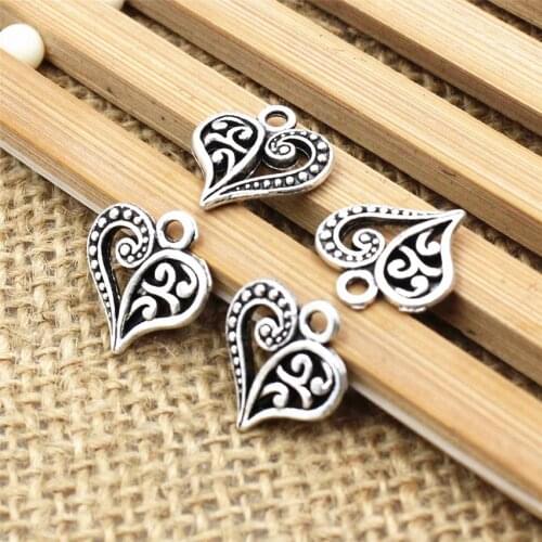 Approx 13*14mm Heart Shape Antique silver Charm Pendant For Necklace Bracelet DIY Making Accessory Hole: Approx 1.8mm 30pcs