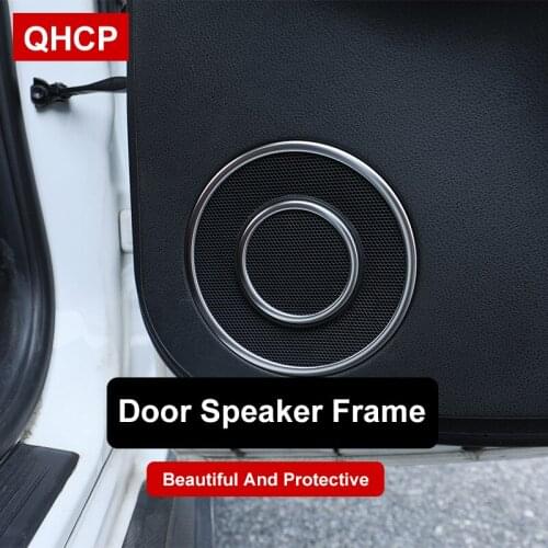 QHCP Car Inner Doors Stereo Audio Sound Ring Decoration Cover Door Speaker Frame Trims Steel 8Pcs For Lexus IS300 200T 250 13-19