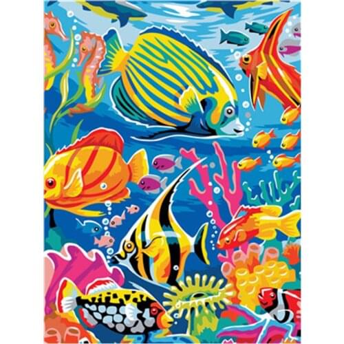 Frameworks Underwater world Fish Swimming DIY Digital Painting By Numbers Modern Wall Art Canvas Painting Unique Gift Home Decor