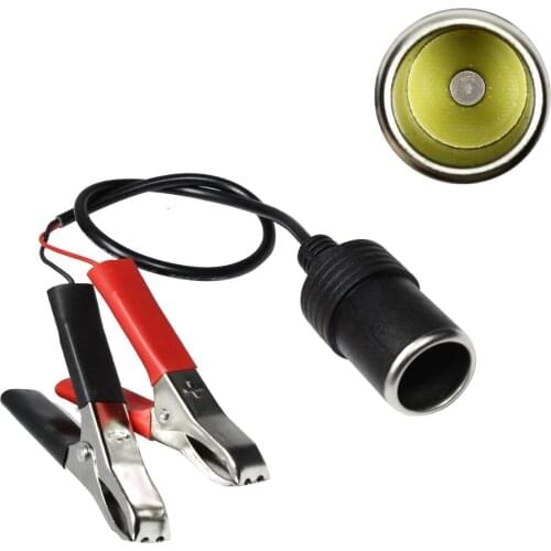 YUNPICAR 12V Female Car Cigarette Lighter Socket to Battery Alligator Crocodile Clips Connector, Car Battery Clamp-on Extension