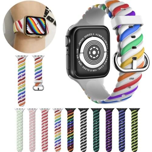 Silicone Strap For apple Watch band 40mm for iWatch band 38mm 40 mm Rubber watchband for apple watch 6 5 4 3 se bracelet