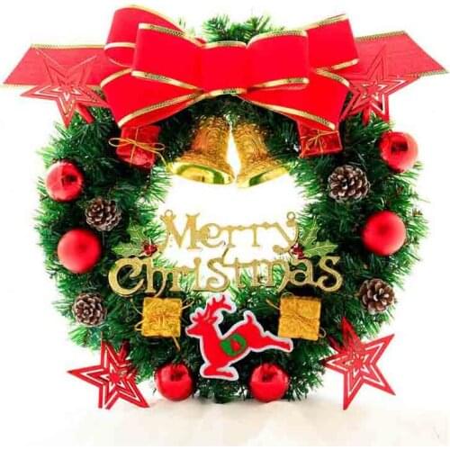 Christmas Wreath Door Wall Ornament Festival Merry Christmas Garland Hanging Decoration Bowknot Home Christmas Wreath With Bow