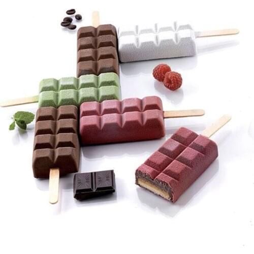 SHENHONG Summer Cold Drink Silicone Popsicle Molds 4 Cavity Ice Cream Moulds Wooden Sticks Juice Dessert Cube Tray Baking Tools
