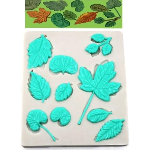 Ginkgo leaves rose leaves fondant cake border decoration silicone mold chocolate biscuit mold diy baking tools