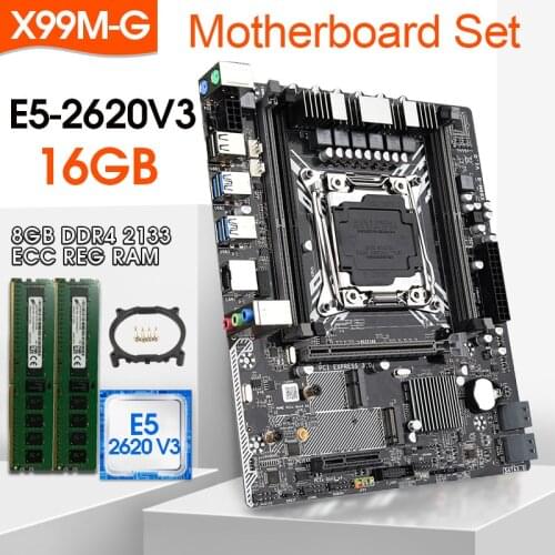 JINGSHA X99M-G motherboard set with Xeon E5 2620 V3 LGA2011-3 CPU 2pcs X 8GB =16GB 2133MHz DDR4 memory M-ATX NVME M.2 wifi