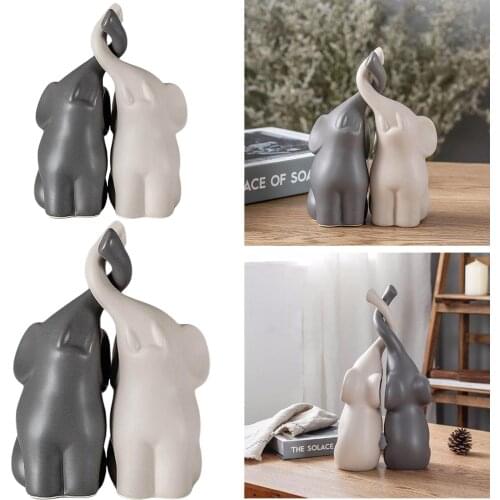 Elephant Modern Ceramic Sculpture Handmade Animal Figurine Decorative Ornament