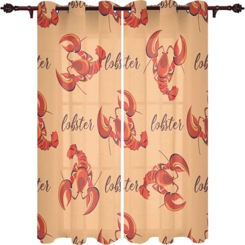 Modern Curtains Lobster Cartoon Retro For Living Room Bedroom Valances Window Curtain Sunshade Finished Kitchen Treatment