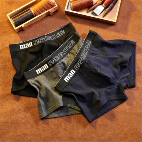 Mens Boxer Pants Cotton Loose Breathable Mid Waist Plus Size, youth 4pcs/set