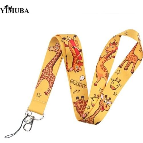 YIMUBA Cute Small Giraffe Lanyards Key Chain Fashion Gift Multifunction USB ID Badge Holder Mobile Phone Neck Straps Accessories