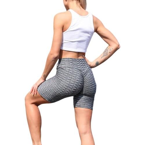 Female Fitness Yoga Shorts Striped High Elastic Waist Skinny Pants Sportswear for Women Seamless Tight Hip Gym Clothing