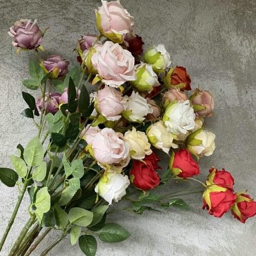 1pc 6 heads Rose Artificial Silk Flower Branch for Home Floral Arrangement Wedding Party Decoration Fake Flowers