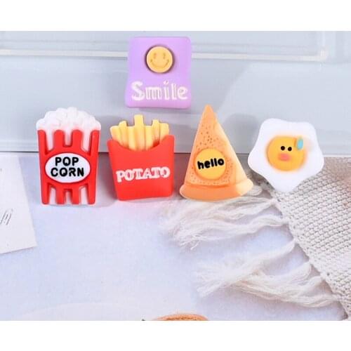 10Pcs Simulation Fast Food Flatback Resin Cabochon For DIY Embellishments Hair Accessories Jewelry Craft Scrapbook Decoration