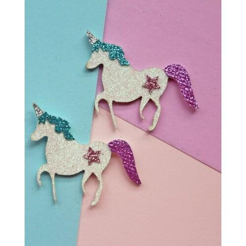 10pcs Padded Glitter Kawaii Unicorn Patches for Crafts Clothes Decor Applique DIY Headwear Hair Clips Accessories