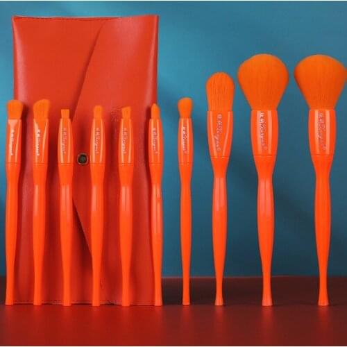 10 Pcs Candy Color Makeup Brushes With Bag Set 2021 Professional Powder Foundation Eyebrow Eyeshadow Make Up Tools Kit