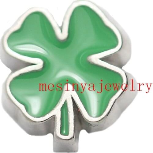 10pcs Green Clover Custom Floating Charms For Glass Locket