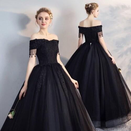 100%real new black organza tassels beading cosplay medieval dress Renaissance ball gown princess Victorian/can customs size