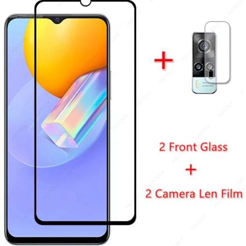 2PCS For Vivo Y52 5G Glass for Vivo Y52 5G Tempered Glass Film Screen Protector HD Camera Len Film