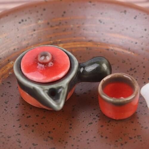 2pcs/Set Dollhouse Miniature Teapot Cup Dining Ware Porcelain Tea Set Dish Cup