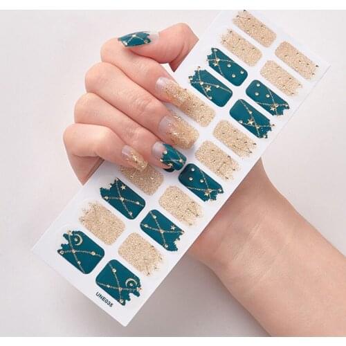 22 Tips Sheet Full Cover Nail Stickers New Arrival DIY Designer Self-Adhesive Nail Wrap Glitter Flower Nail Accessoires