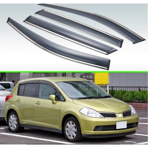 For Nissan Tiida 2006-2010 First generation (C11) Plastic Exterior Visor Vent Shades Window Sun Rain Guard Deflector 4pcs