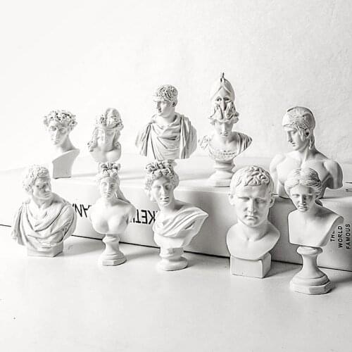 8cm Nordic Style Greek Mythology Figurine Gypsum Portraits Miniatures Drawing Practice Sculpture Plaster Bust Statue Home Decor