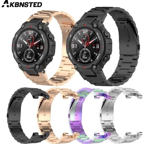AKBNSTED 2020 New Staninless Steel Metal Sport Strap For Xiaomi Huami Amazfit T-Rex Replacement Watch Strap For Amazfit A1918