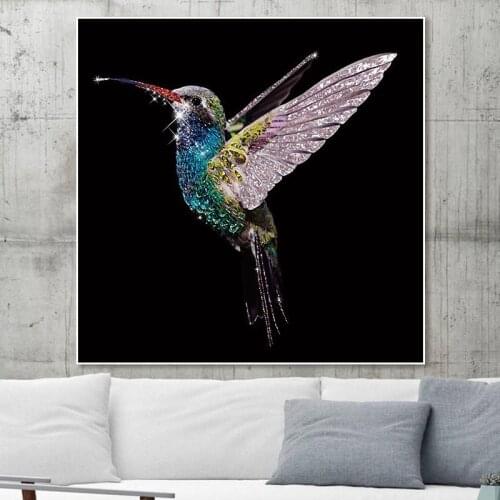 2021 New Animal Hummingbird Dragonfly 5D Diamond Painting Set Diamond Embroidery Black And White Mosaic Home Decoration
