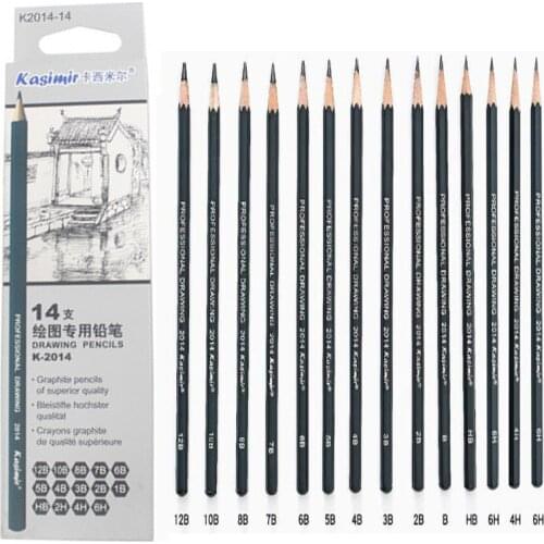 14Pcs/Set Wooden Lead Pencils Professional Art Sketch Drawing Tool Black Art Pencils Cute School Supplies Student Stationery