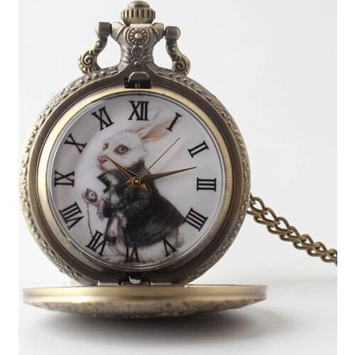 Long Chain Necklace Alice in Wonderland rabbit cards long necklaces & pendants for women anime jewelry accessories colar