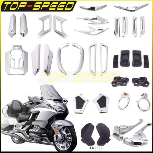 For Honda Goldwing GL1800 Gold Wing 1800 Chrome Side Panel Front Fender Vent Trim Taillight Windshield Mirror Accent Decorative