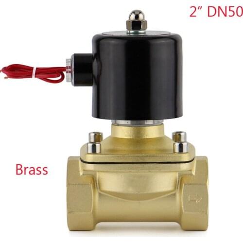 Electric Solenoid Valve Water Air N/C 2 Way 2" AC 220V 2W500-50 Brass Body DC12V 24V AC110V 220V Valve 2W-500-50